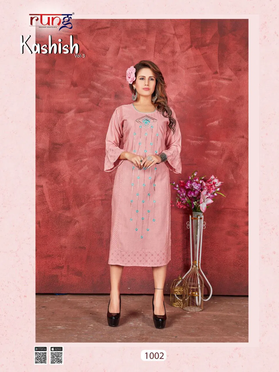 Rung Kashish 3 Heavy Ethnic Wear Slub Rayon Designer Kurti Collection